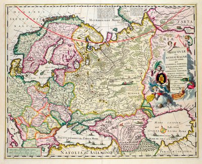 Map of Asia Minor Showing Norway, Sweden, Denmark, Lapland, Poland, Turkey, Russia and the Moscow Region, c.1626 by Nicolaes Jansz Visscher